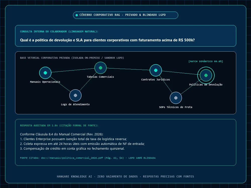 Arquitetura de Cérebro Corporativo e RAG privado Hangare Knowledge AI